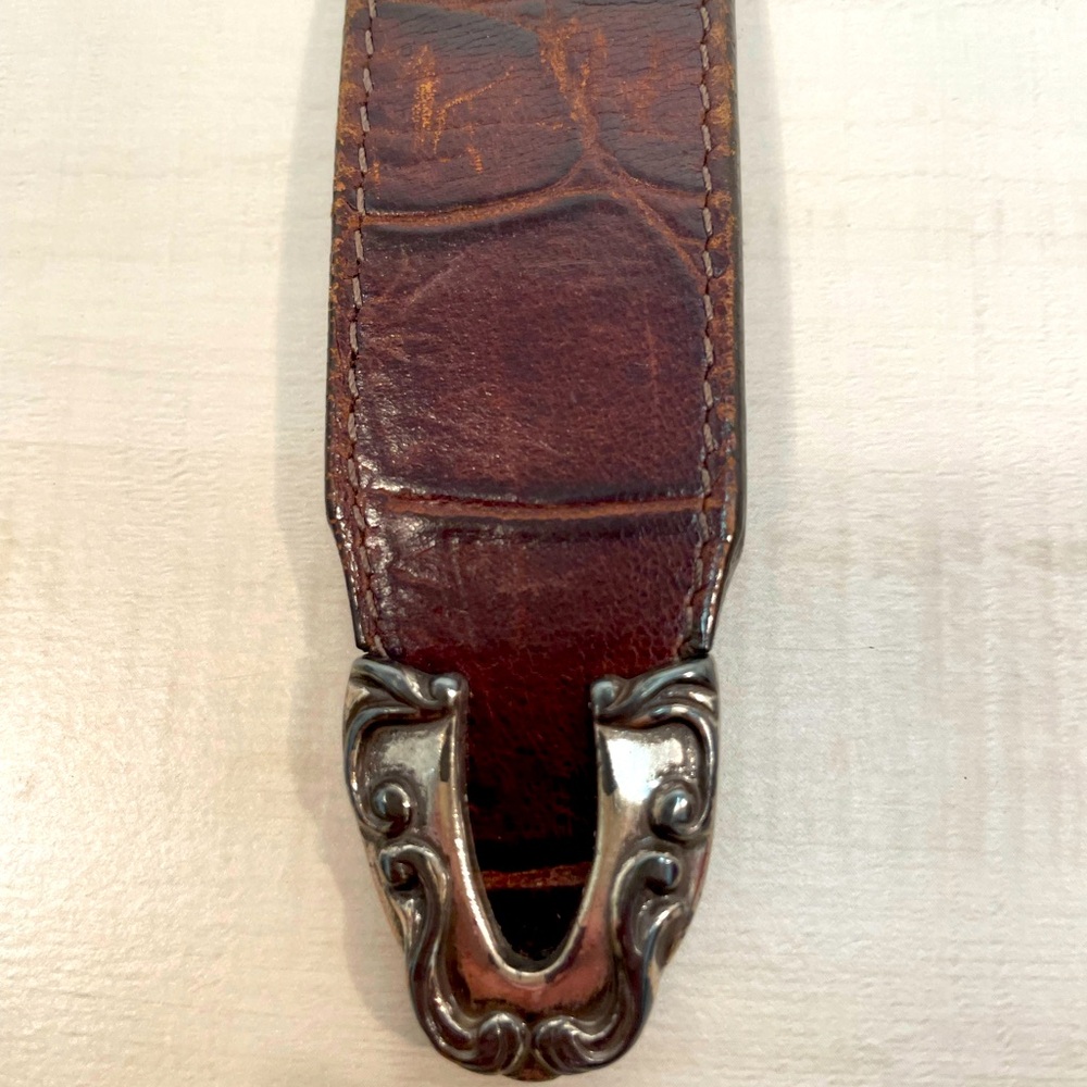 Vintage Brown Leather Belt With Ornate Silver Detail 1993 - Picture 6 of 8